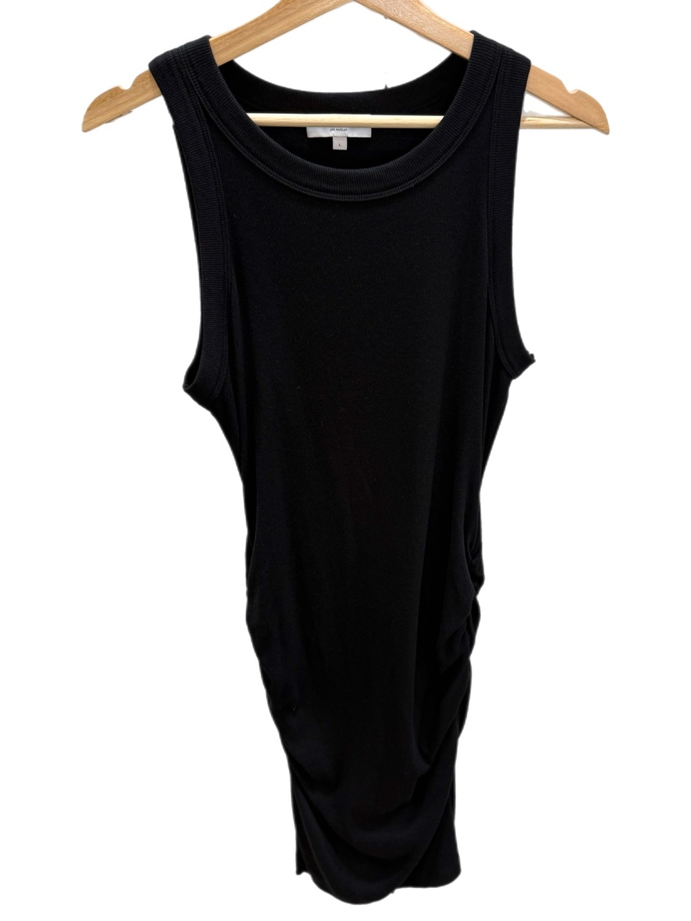 Evereve Michael Stars Black Demi Ruched/Ribbed Tank Dress L